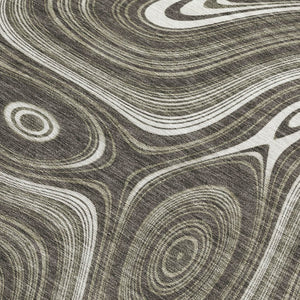 HomeRoots 5' Stylish Gray and Ivory Geometric Area Rug - Durable, Washable Design for Indoor and Outdoor Use 10' X 14' 631388