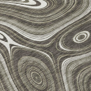 HomeRoots 5' Stylish Gray and Ivory Geometric Area Rug - Durable, Washable Design for Indoor and Outdoor Use 10' X 14' 631388