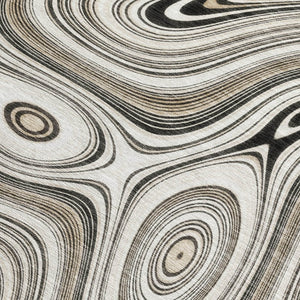 HomeRoots 5' Ivory and Charcoal Geometric Indoor Outdoor Area Rug – Durable, Washable, Modern Design for Any Space 5' X 8' 631390