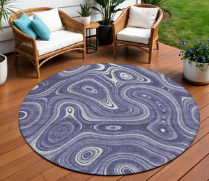 HomeRoots 5' Stylish Plum and Ivory Geometric Area Rug for Indoor and Outdoor Use, Washable and Durable 8' Round 631397