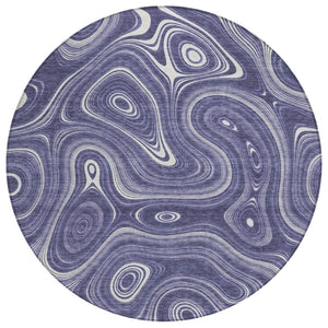 HomeRoots 5' Stylish Plum and Ivory Geometric Area Rug for Indoor and Outdoor Use, Washable and Durable 8' Round 631397