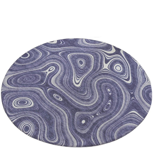HomeRoots 5' Stylish Plum and Ivory Geometric Area Rug for Indoor and Outdoor Use, Washable and Durable 8' Round 631397