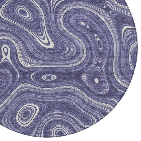 HomeRoots 5' Stylish Plum and Ivory Geometric Area Rug for Indoor and Outdoor Use, Washable and Durable 8' Round 631397
