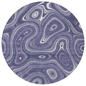 HomeRoots 5' Stylish Plum and Ivory Geometric Area Rug for Indoor and Outdoor Use, Washable and Durable 8' Round 631397