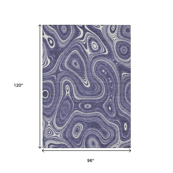 HomeRoots 5' Stylish Plum and Ivory Geometric Area Rug for Indoor and Outdoor Use, Washable and Durable 8' X 10' 631398