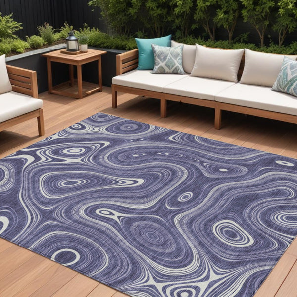 HomeRoots 5' Stylish Plum and Ivory Geometric Area Rug for Indoor and Outdoor Use, Washable and Durable 8' X 10' 631398