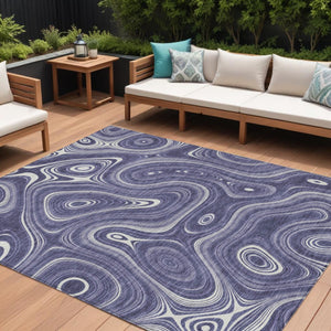 HomeRoots 5' Stylish Plum and Ivory Geometric Area Rug for Indoor and Outdoor Use, Washable and Durable 9' X 12' 631399