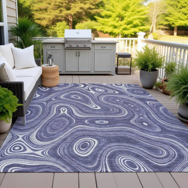 HomeRoots 5' Stylish Plum and Ivory Geometric Area Rug for Indoor and Outdoor Use, Washable and Durable 10' X 14' 631400