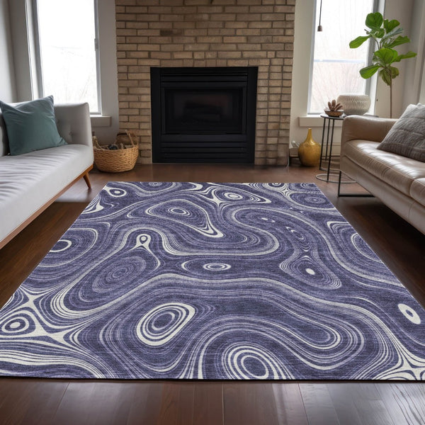 HomeRoots 5' Stylish Plum and Ivory Geometric Area Rug for Indoor and Outdoor Use, Washable and Durable 10' X 14' 631400