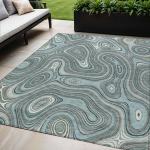 HomeRoots 5' Modern Sky Blue and Gray Geometric Indoor Outdoor Area Rug - Durable, Washable, Stylish Design 5' X 8' 631402