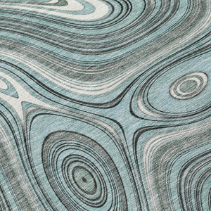 HomeRoots 5' Modern Sky Blue and Gray Geometric Indoor Outdoor Area Rug - Durable, Washable, Stylish Design 5' X 8' 631402
