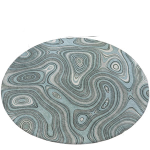 HomeRoots 5' Modern Sky Blue and Gray Geometric Indoor Outdoor Area Rug - Durable, Washable, Stylish Design 8' Round 631403
