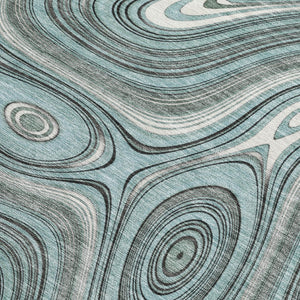 HomeRoots 5' Modern Sky Blue and Gray Geometric Indoor Outdoor Area Rug - Durable, Washable, Stylish Design 8' X 10' 631404