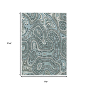 HomeRoots 5' Modern Sky Blue and Gray Geometric Indoor Outdoor Area Rug - Durable, Washable, Stylish Design 8' X 10' 631404