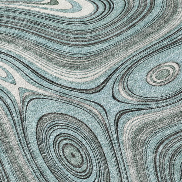 HomeRoots 5' Modern Sky Blue and Gray Geometric Indoor Outdoor Area Rug - Durable, Washable, Stylish Design 8' X 10' 631404