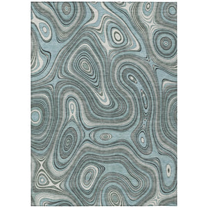 HomeRoots 5' Modern Sky Blue and Gray Geometric Indoor Outdoor Area Rug - Durable, Washable, Stylish Design 9' X 12' 631405