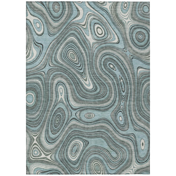 HomeRoots 5' Modern Sky Blue and Gray Geometric Indoor Outdoor Area Rug - Durable, Washable, Stylish Design 10' X 14' 631406