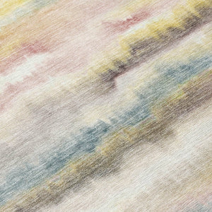 HomeRoots 5' Coastal-Inspired Gold Gray and Ivory Striped Washable Area Rug for Indoor and Outdoor Spaces 9' X 12' 631411