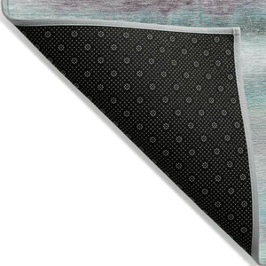 HomeRoots 5' Vibrant Teal, Plum & Ivory Striped Area Rug - Washable, Durable for Indoor & Outdoor Use 10' X 14' 631418