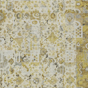 HomeRoots 5' Elegant Gold and Ivory Patchwork Washable Area Rug for Indoor and Outdoor Spaces, Easy Care 9' X 12' 631429