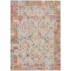 HomeRoots 5' Pink and Ivory Patchwork Area Rug - Stylish, Durable, Washable Design for Indoor & Outdoor Use 5' X 8' 631432