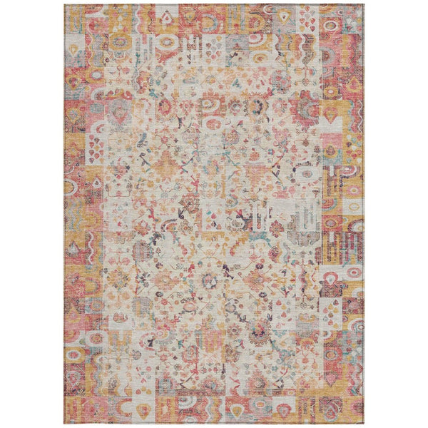 HomeRoots 5' Pink and Ivory Patchwork Area Rug - Stylish, Durable, Washable Design for Indoor & Outdoor Use 5' X 8' 631432