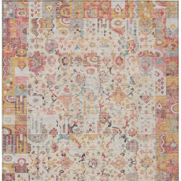 HomeRoots 5' Pink and Ivory Patchwork Area Rug - Stylish, Durable, Washable Design for Indoor & Outdoor Use 8' X 10' 631434