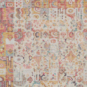 HomeRoots 5' Pink and Ivory Patchwork Area Rug - Stylish, Durable, Washable Design for Indoor & Outdoor Use 8' X 10' 631434