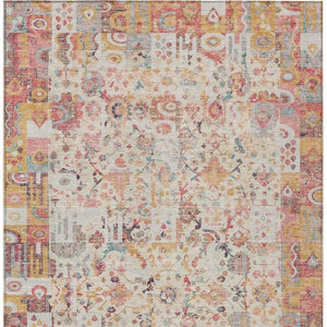 HomeRoots 5' Pink and Ivory Patchwork Area Rug - Stylish, Durable, Washable Design for Indoor & Outdoor Use 9' X 12' 631435
