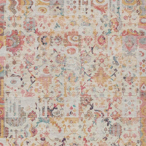 HomeRoots 5' Pink and Ivory Patchwork Area Rug - Stylish, Durable, Washable Design for Indoor & Outdoor Use 9' X 12' 631435