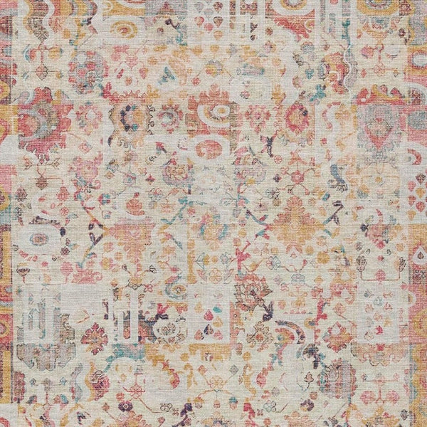 HomeRoots 5' Pink and Ivory Patchwork Area Rug - Stylish, Durable, Washable Design for Indoor & Outdoor Use 9' X 12' 631435