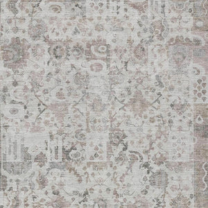 HomeRoots 5' Versatile Taupe and Ivory Patchwork Area Rug - Durable, Washable, Perfect for Indoor/Outdoor Spaces 5' X 8' 631438