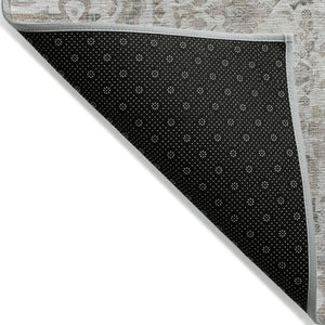 HomeRoots 5' Versatile Taupe and Ivory Patchwork Area Rug - Durable, Washable, Perfect for Indoor/Outdoor Spaces 8' Round 631439
