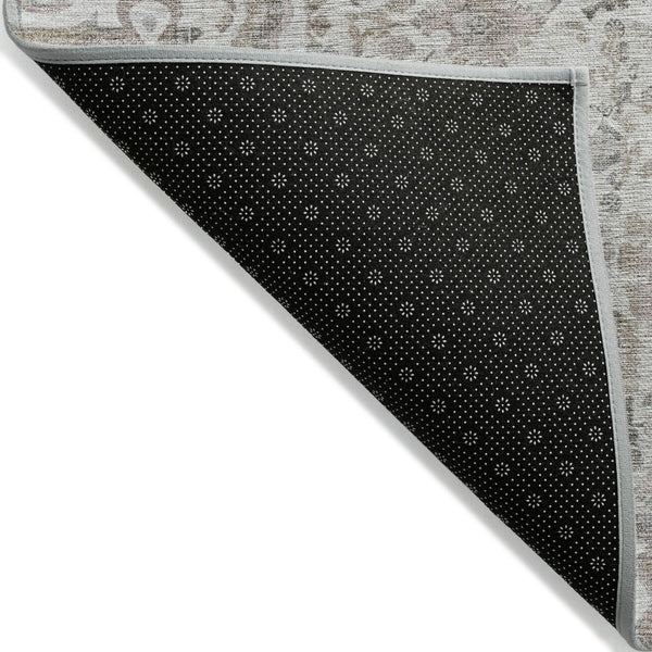 HomeRoots 5' Versatile Taupe and Ivory Patchwork Area Rug - Durable, Washable, Perfect for Indoor/Outdoor Spaces 8' Round 631439