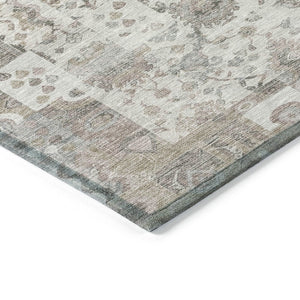HomeRoots 5' Versatile Taupe and Ivory Patchwork Area Rug - Durable, Washable, Perfect for Indoor/Outdoor Spaces 8' Round 631439