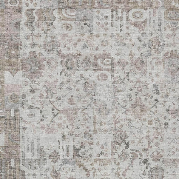 HomeRoots 5' Versatile Taupe and Ivory Patchwork Area Rug - Durable, Washable, Perfect for Indoor/Outdoor Spaces 8' X 10' 631440