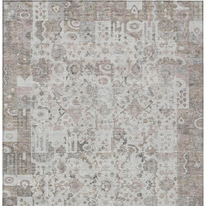 HomeRoots 5' Versatile Taupe and Ivory Patchwork Area Rug - Durable, Washable, Perfect for Indoor/Outdoor Spaces 10' X 14' 631442