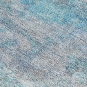 HomeRoots 5' Aqua and Beige Abstract Washable Rug - Durable, Stylish Indoor Outdoor Area Rug for Modern Homes 8' X 10' 631446