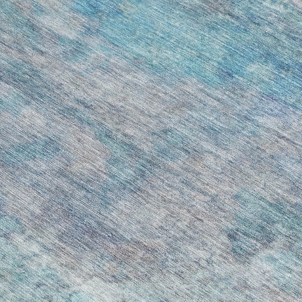 HomeRoots 5' Aqua and Beige Abstract Washable Rug - Durable, Stylish Indoor Outdoor Area Rug for Modern Homes 8' X 10' 631446