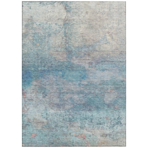 HomeRoots 5' Aqua and Beige Abstract Washable Rug - Durable, Stylish Indoor Outdoor Area Rug for Modern Homes 8' X 10' 631446