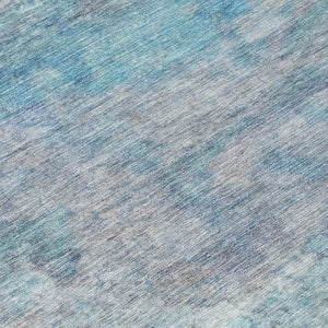 HomeRoots 5' Aqua and Beige Abstract Washable Rug - Durable, Stylish Indoor Outdoor Area Rug for Modern Homes 9' X 12' 631447