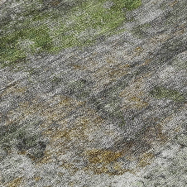 HomeRoots 5' Stylish Olive Green, Gold & Gray Abstract Rug - Washable Indoor/Outdoor Design for Any Space 5' X 8' 631450
