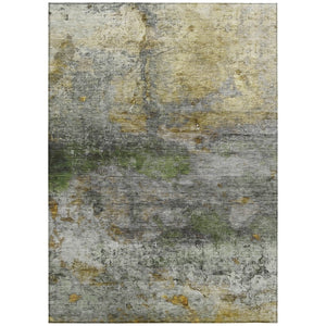 HomeRoots 5' Stylish Olive Green, Gold & Gray Abstract Rug - Washable Indoor/Outdoor Design for Any Space 8' X 10' 631452