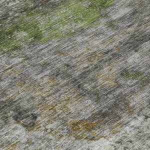 HomeRoots 5' Stylish Olive Green, Gold & Gray Abstract Rug - Washable Indoor/Outdoor Design for Any Space 8' X 10' 631452