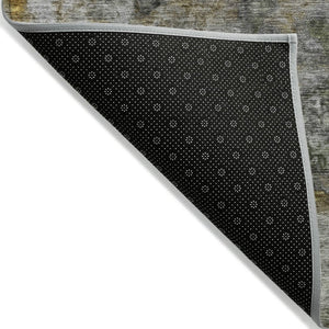 HomeRoots 5' Stylish Olive Green, Gold & Gray Abstract Rug - Washable Indoor/Outdoor Design for Any Space 10' X 14' 631454