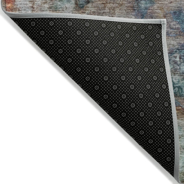 HomeRoots 5' Abstract Area Rug in Teal, Blue, Orange & Beige - Durable, Washable for Indoor/Outdoor Use 5' X 8' 631456