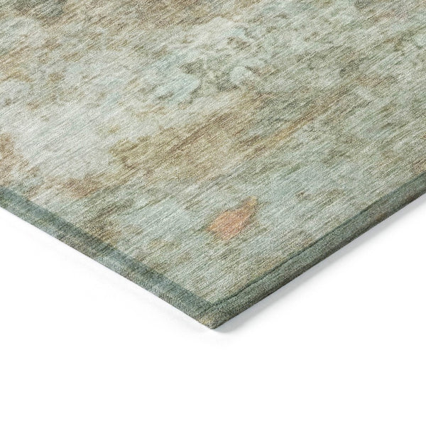 HomeRoots 5' Abstract Washable Area Rug in Wheat, Sky Blue & Beige – Perfect for Indoor/Outdoor Spaces 8' Round 631463