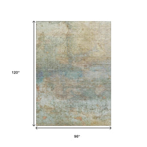 HomeRoots 5' Abstract Washable Area Rug in Wheat, Sky Blue & Beige – Perfect for Indoor/Outdoor Spaces 8' X 10' 631464