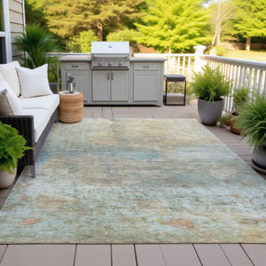 HomeRoots 5' Abstract Washable Area Rug in Wheat, Sky Blue & Beige – Perfect for Indoor/Outdoor Spaces 8' X 10' 631464
