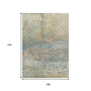HomeRoots 5' Abstract Washable Area Rug in Wheat, Sky Blue & Beige – Perfect for Indoor/Outdoor Spaces 9' X 12' 631465